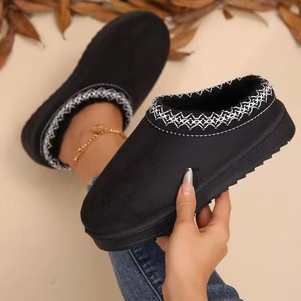 Women's Warm Soft Cotton Shoes Indoor Outdoor Rubber Sole Snow Boots Winter Platform Shoes House Slippers